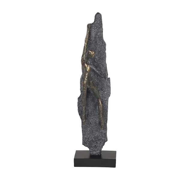 Rock Climber Figurine Scaling A Stone Wall Statue 6 x 5 x 19